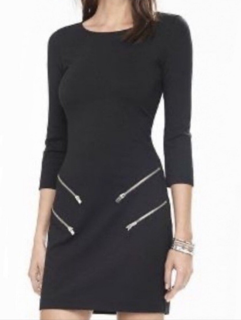 NWT Express Black Mini Dress with Silver Zip Accents